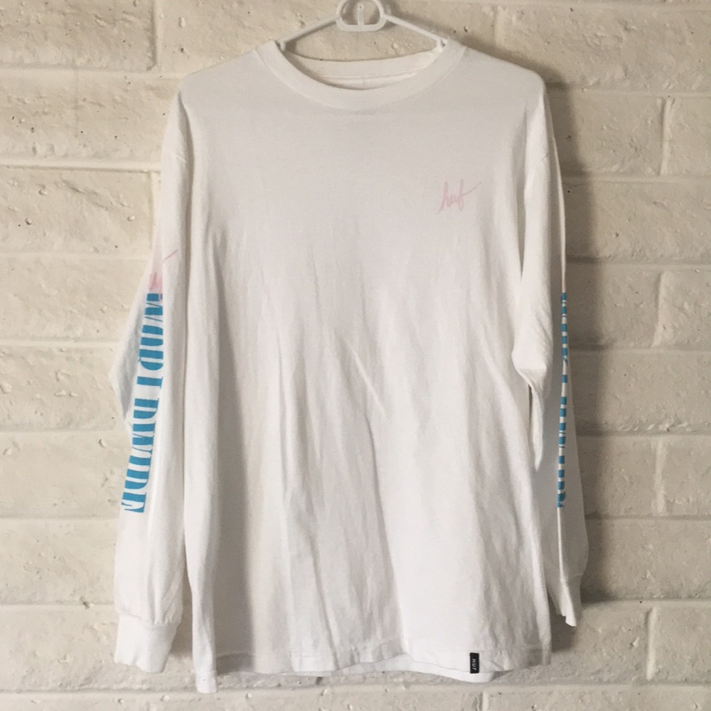 Huf white long sleeve shirt sz medium